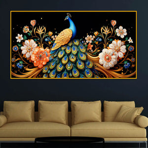 Modern Peacock Wall Art Crystal Glass Painting