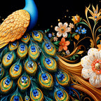Modern Peacock Wall Art Crystal Glass Painting