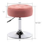 Modern Pink Adjustable Vanity Stool with Tufted Cushion