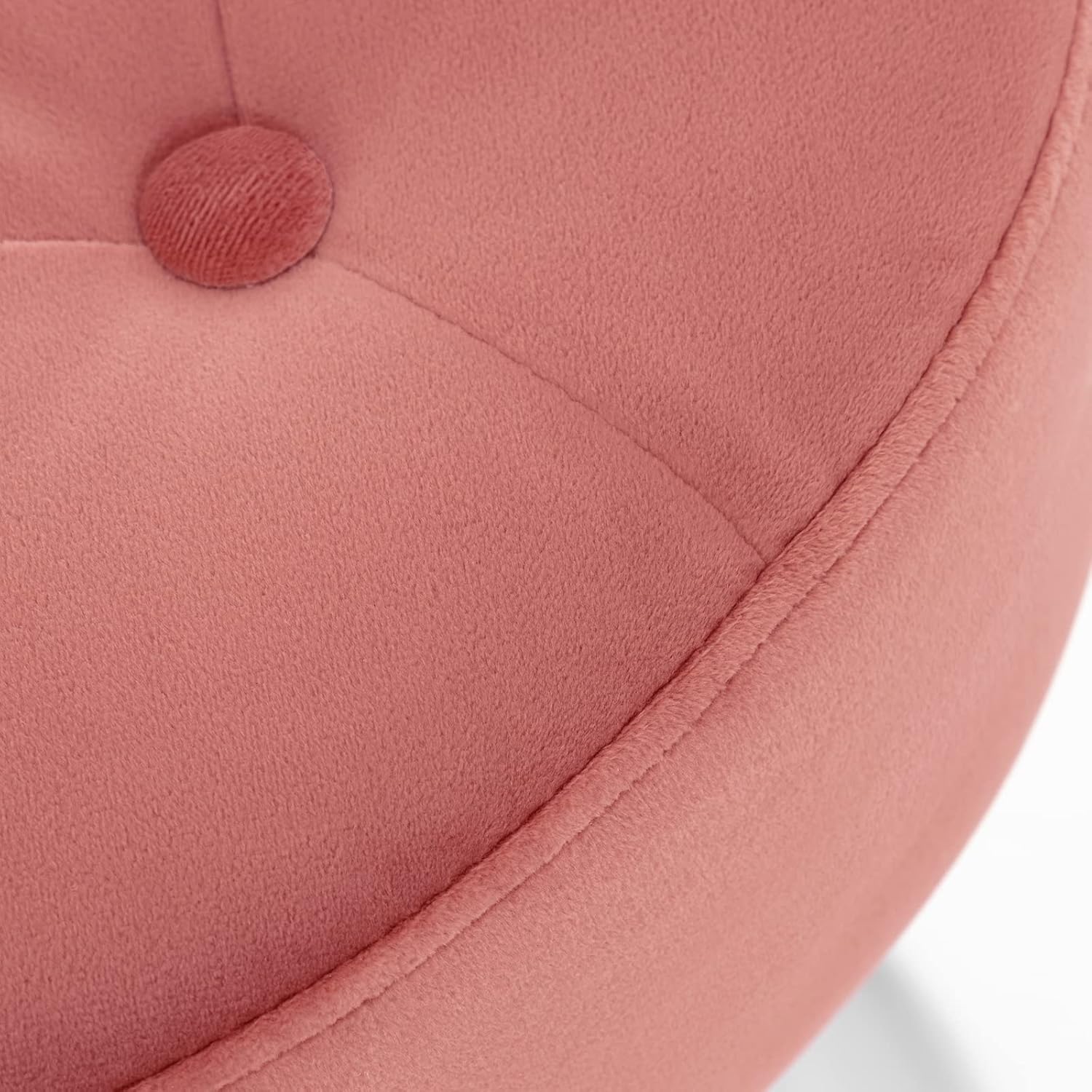 Modern Pink Adjustable Vanity Stool with Tufted Cushion