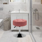 Modern Pink Adjustable Vanity Stool with Tufted Cushion