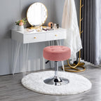 Modern Pink Adjustable Vanity Stool with Tufted Cushion