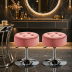 Modern Pink Adjustable Vanity Stool with Tufted Cushion