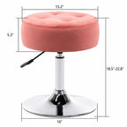 Modern Pink Adjustable Vanity Stool with Tufted Cushion