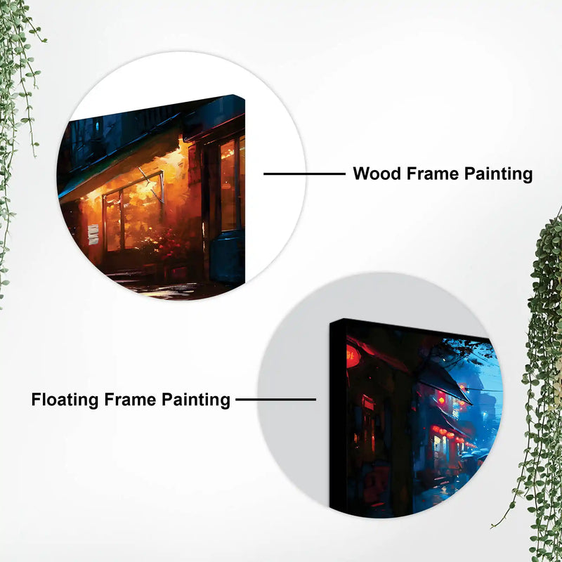 Modern Rainy Night Street Canvas Painting for Elegant Interiors