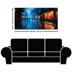 Modern Rainy Night Street Canvas Painting for Elegant Interiors
