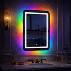 Modern RGB Mirror Cabinet with Ambient Glow and Storage
