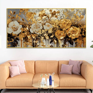 Modern Rose Floral Canvas Wall Art Abstract Painting