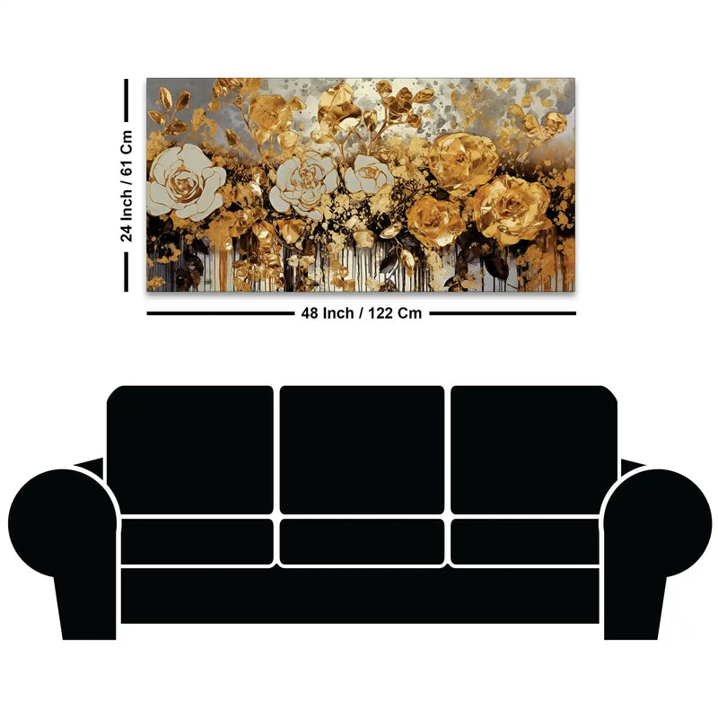 Modern Rose Floral Canvas Wall Art Abstract Painting