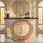 Modern Round LED Console Table in Gold | Entryway Furniture (SS 302)