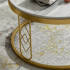 Modern Round White Marble Golden Center Table