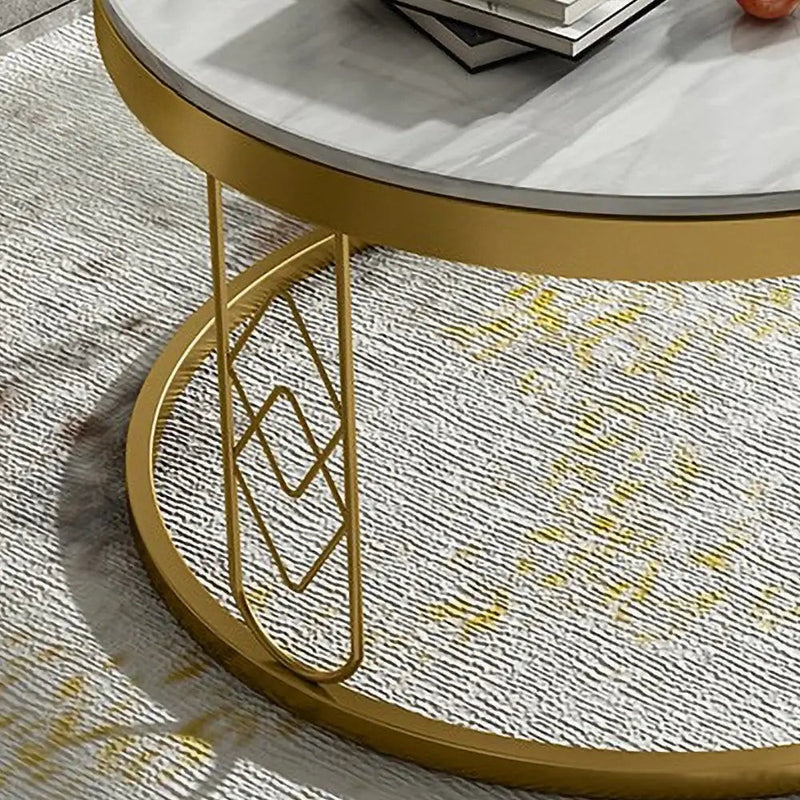 Modern Round White Marble Golden Center Table