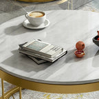 Modern Round White Marble Golden Center Table
