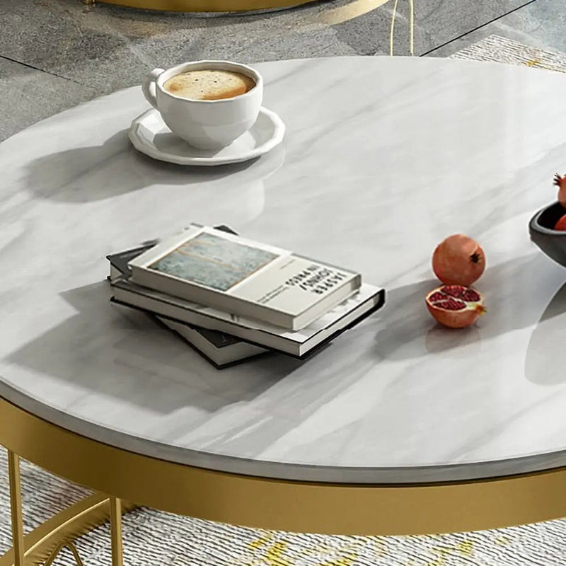Modern Round White Marble Golden Center Table