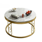 Modern Round White Marble Golden Center Table