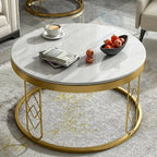 Modern Round White Marble Golden Center Table