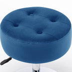 Modern Royal Blue Adjustable Vanity Stool with Tufted Cushion