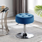 Modern Royal Blue Adjustable Vanity Stool with Tufted Cushion