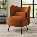Modern Rust Orange Wingback Lounge Chair with Black Metal Legs
