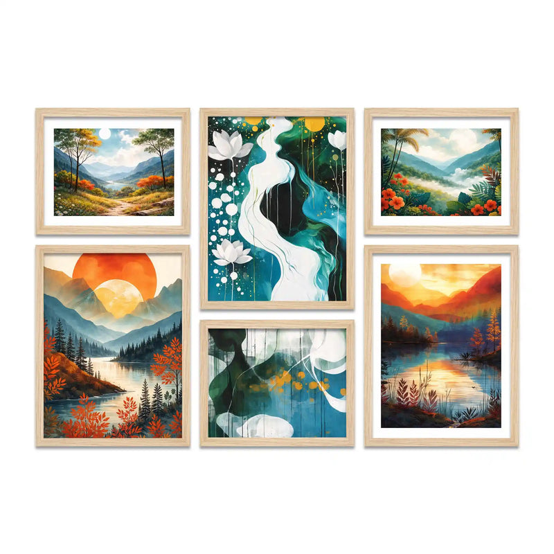 Modern Scenic Wall Art Frame Set of 6