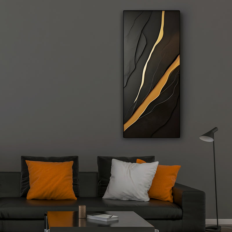 Modern Sculptural Wall Decor in Matte Black and Metallic Gold