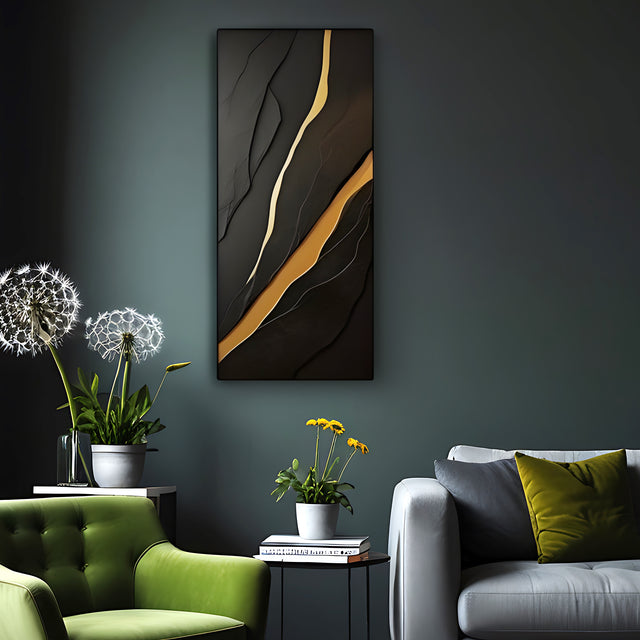 Modern Sculptural Wall Decor in Matte Black and Metallic Gold