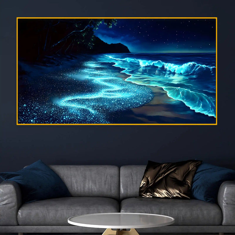 Modern Sea Waves Crystal Glass Wall Art Painting