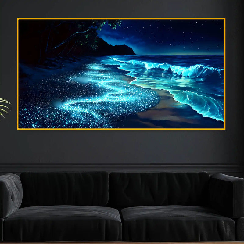 Modern Sea Waves Crystal Glass Wall Art Painting