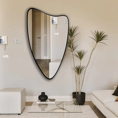 Modern Shield-Shaped Wall Mirror in Black Frame