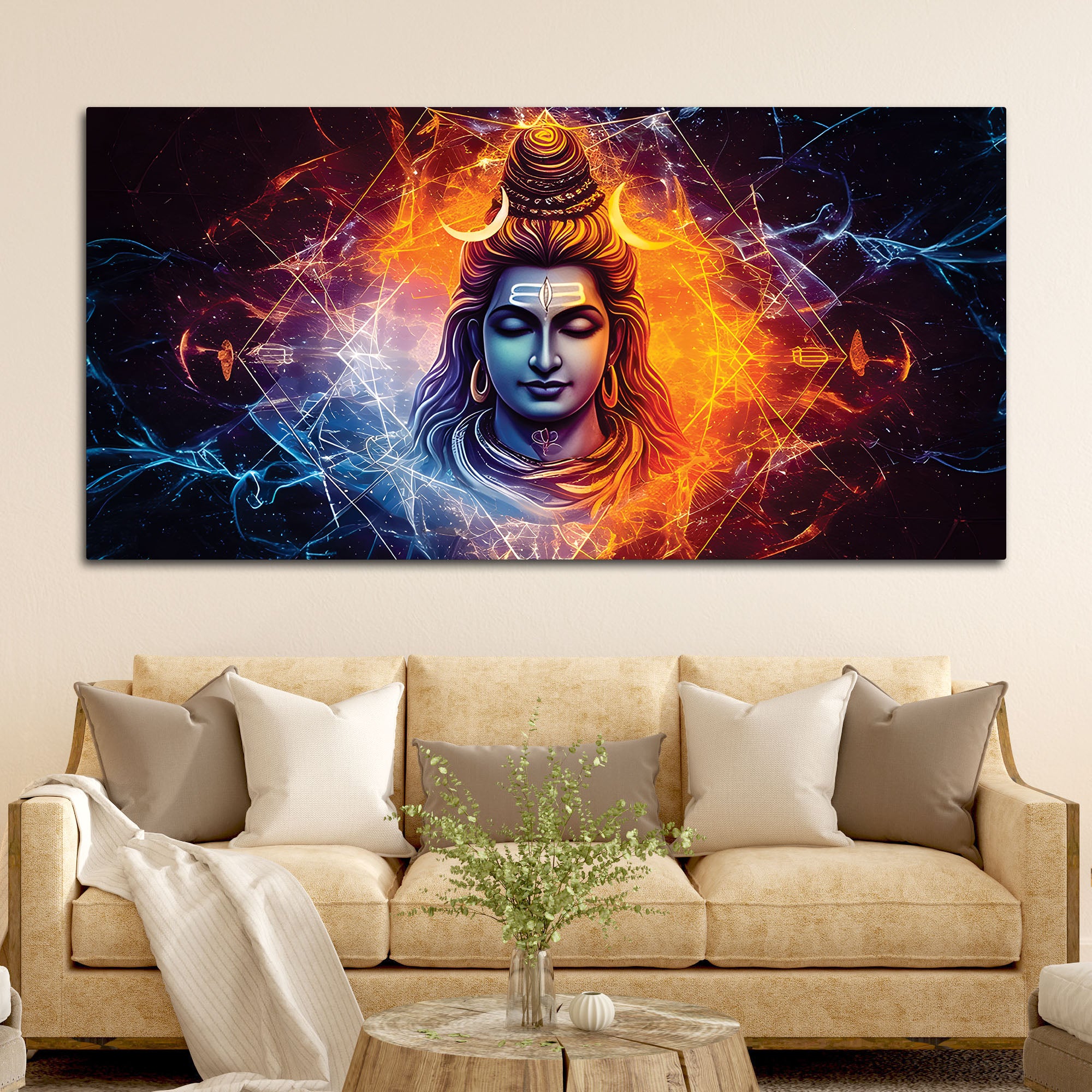 Modern Shiva Canvas Painting for Living Room & Bedroom