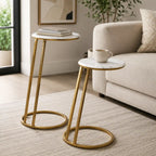 Modern Space Saving Marble Top Table Set of 2