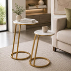 Modern Space Saving Marble Top Table Set of 2