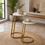 Modern Space Saving Marble Top Table Set of 2