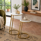 Modern Space Saving Marble Top Table Set of 2