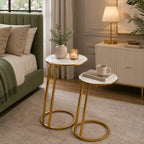Modern Space Saving Marble Top Table Set of 2