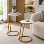Modern Space Saving Marble Top Table Set of 2