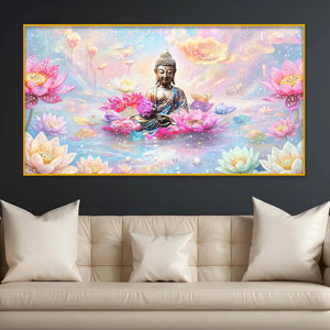 Modern Spiritual Calm Buddha Crystal Glass Painting