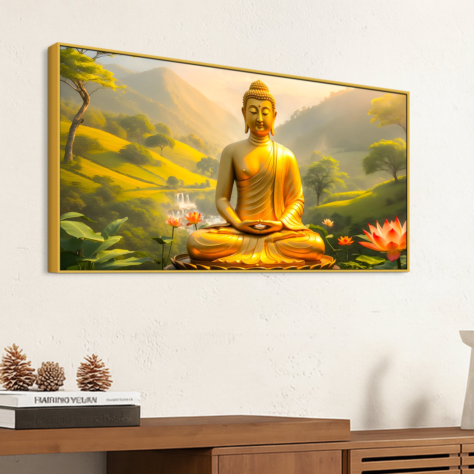 Modern Spiritual Gautam Buddha Wall Painting for Home & Office