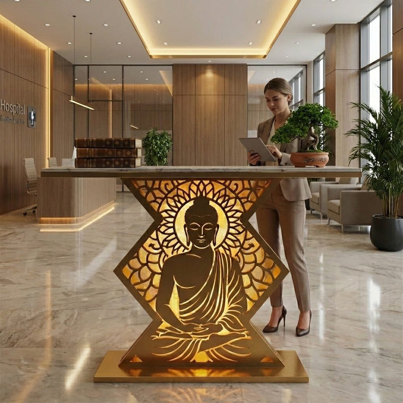 Modern Spiritual LED Buddha Console Table for Office (SS 302)