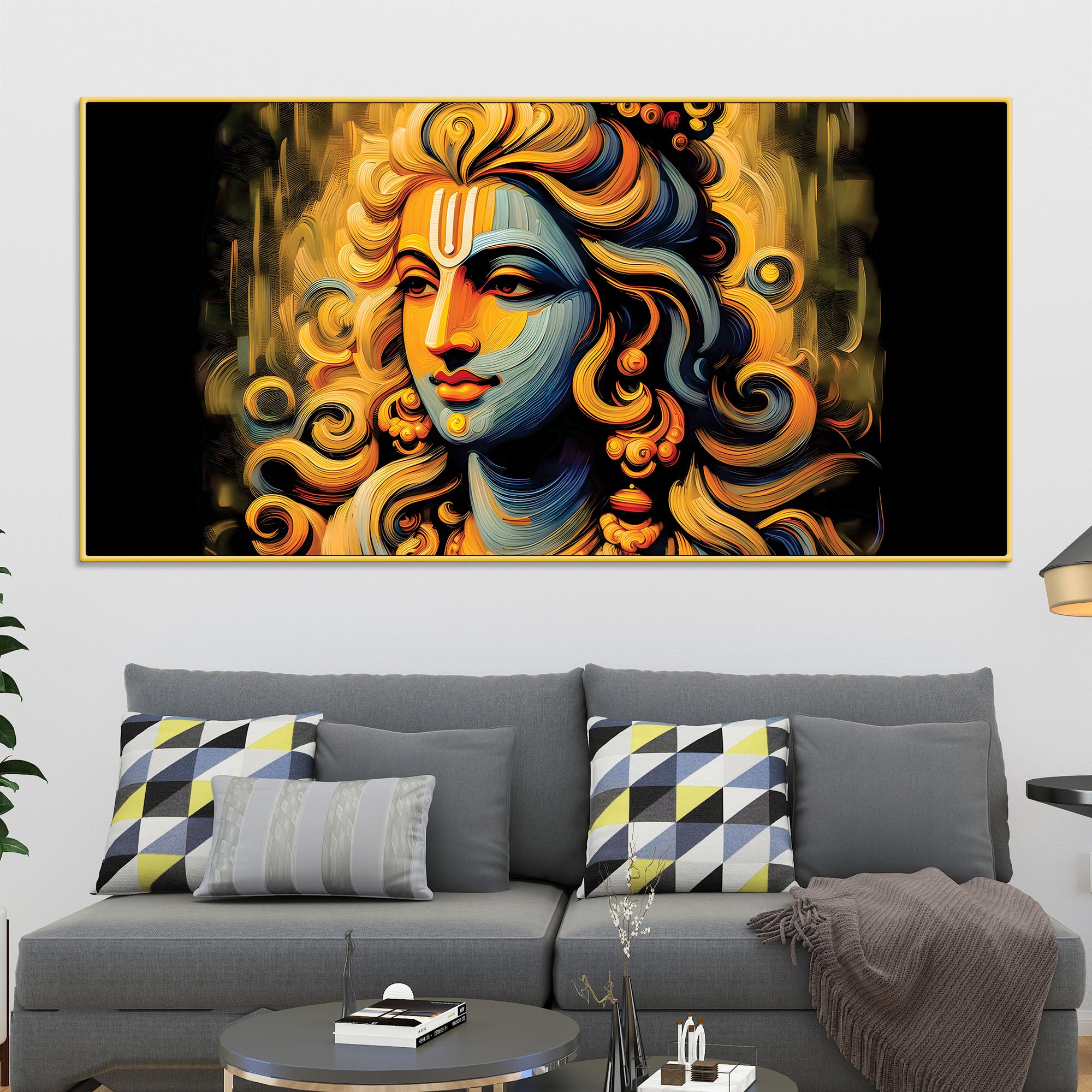 Modern Style Lord Krishna Canvas Painting for Elegant Home Décor