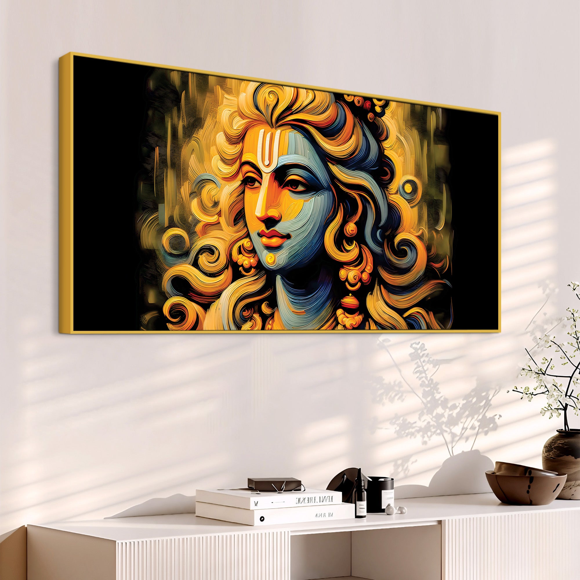 Modern Style Lord Krishna Canvas Painting for Elegant Home Décor