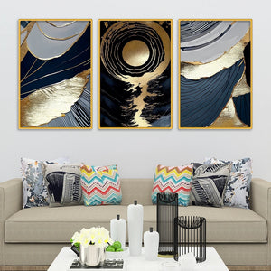 Modern Textured Abstract Canvas Wall Decor Painting Set of Three
