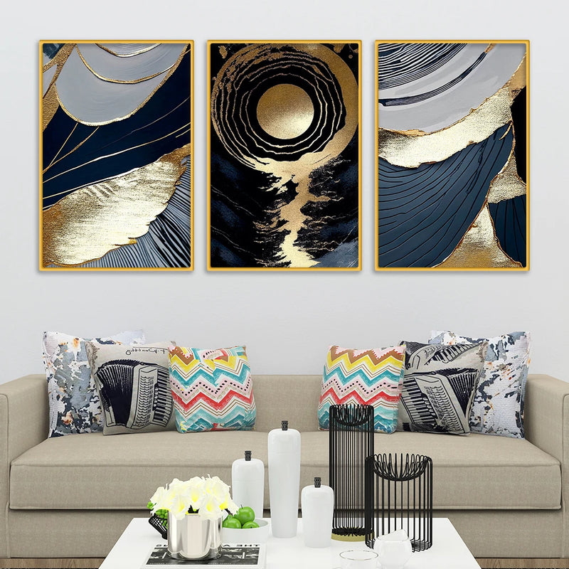 Modern Textured Abstract Canvas Wall Decor Painting Set of Three