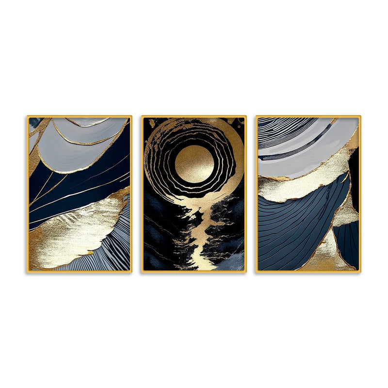 Modern Textured Abstract Canvas Wall Decor Painting Set of Three