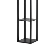 Modern Tower Lamp with Storage Shelves and Floral Shade