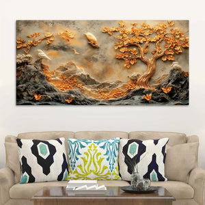 Modern Tree Abstract Texture Wall Art Canvas Painting for Home Decor
