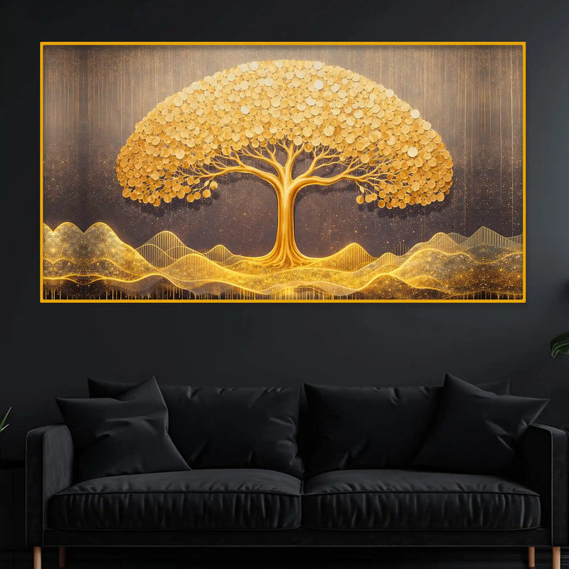 Modern Tree of Life Luxury Interior Crystal Glass Wall Painting