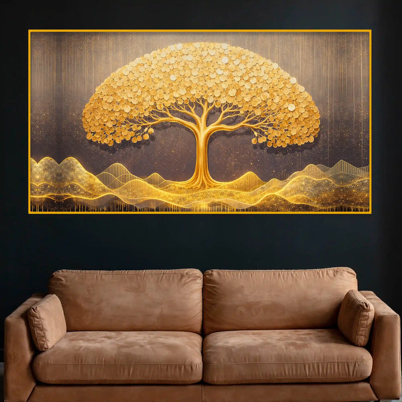 Modern Tree of Life Luxury Interior Crystal Glass Wall Painting