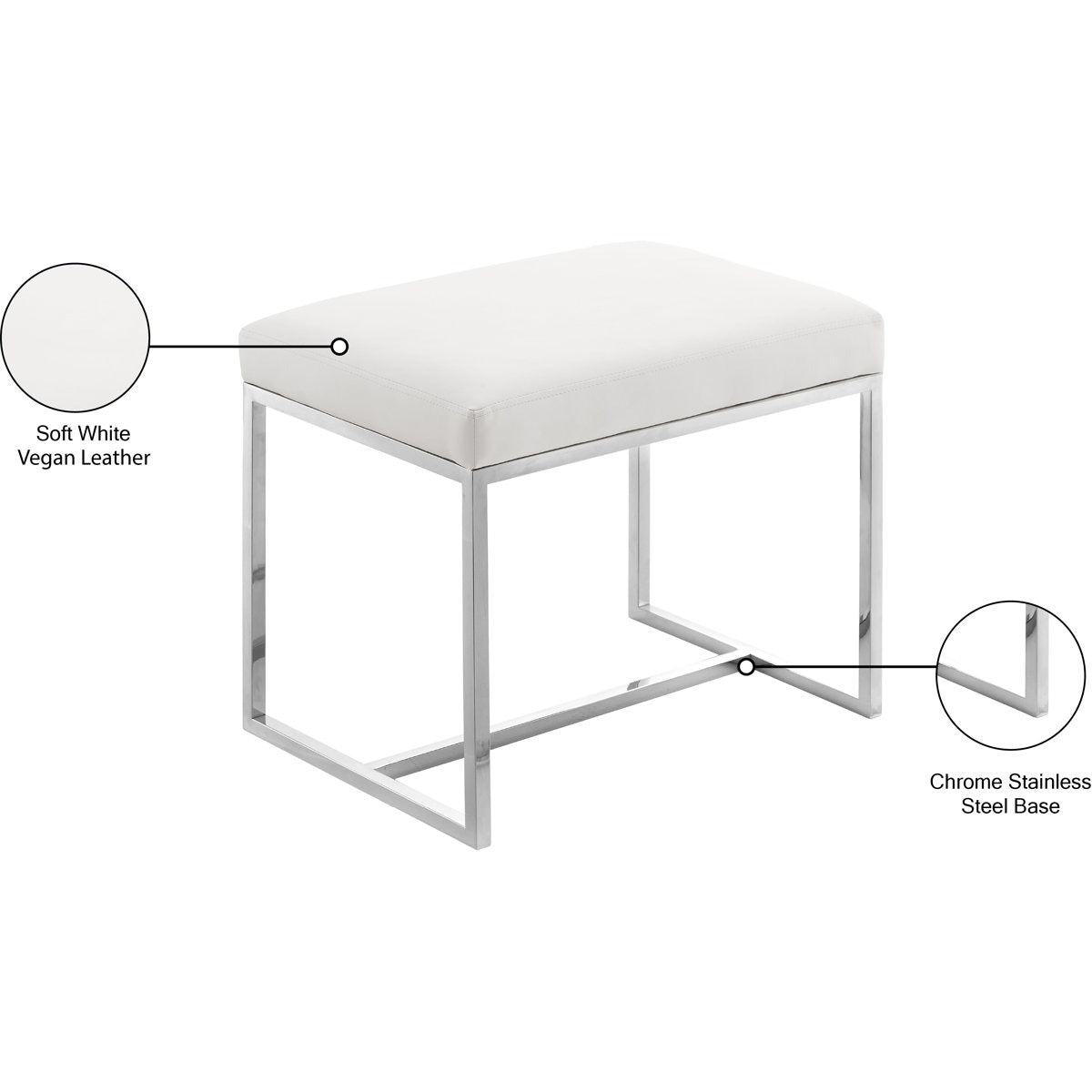 Modern Upholstered Stool with Durable Stainless Steel Frame