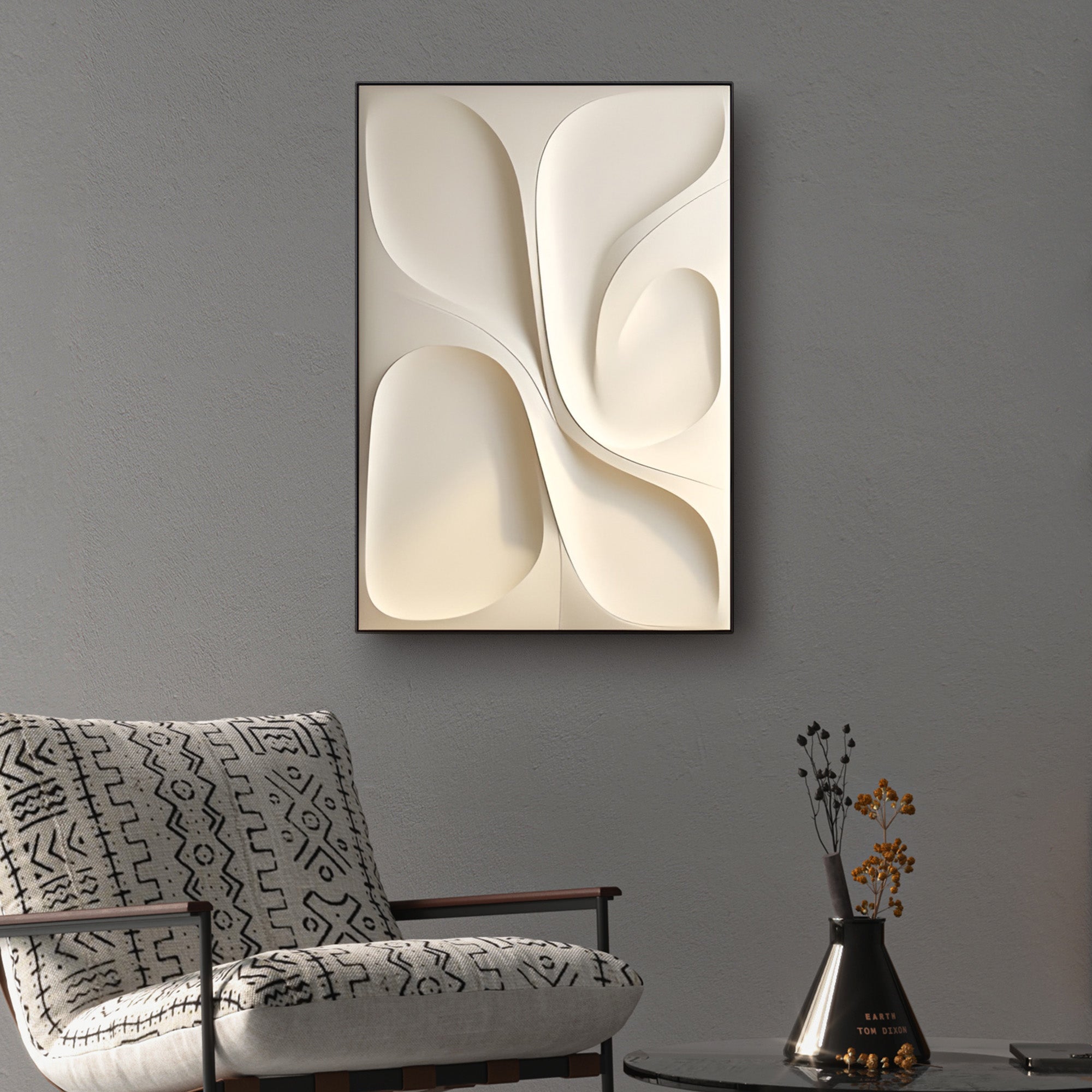 Modern Vertical 3D Wall Decor with Soft Curved Texture